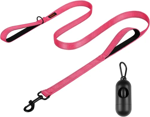 Vista 12 de Correa resistente para perros con 2 asas - Correa reflectante anti-tracción de 6 pies para perros grandes, asa acolchada de tráfico para control