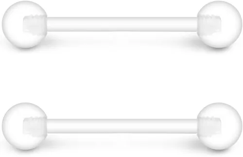 Vista 4 de Ruifan 14G 916 pulgadas Bioflex - Piercing de acrílico flexible para pezón y lengua recta, 14-30 piezas, Acrílico