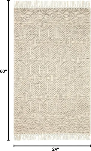 Vista 3 de Loloi II Noelle Collection NOE-01 - Alfombra decorativa de 2 pies y 0 pulgadas x 5 pies, color marfil/negro
