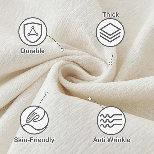 Vista 7 de OstepDecor Funda de Sofá de Chenilla, Fundas de Sofá Beige Lavables, Fundas de Sofá Seccional para Sofá en Forma de L, Funda Manta de Sofá, Fundas