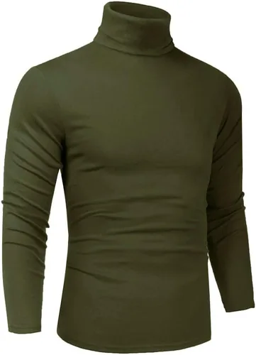 Vista 52 de Camiseta de manga larga para hombre, ajustada, ligera, con cuello de tortuga