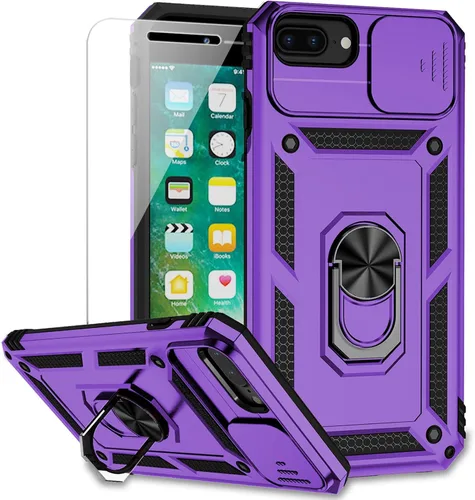Vista 14 de M MAIKEZI Funda para iPhone 8 Plus, para iPhone 7 Plus, con cubierta para lente de cámara, protector de pantalla HD, protección contra caídas