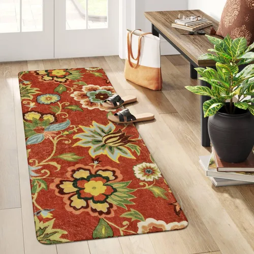 Vista 44 de Lahome - Tapete floral con estampado de cachemira, lavable, antideslizante, pequeño, anti-manchas, suave, para baño, entrada, dormitorio, Negro