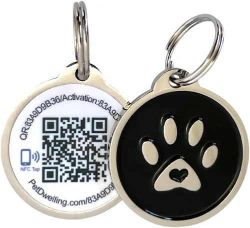 Vista 7 de Pet Dwelling Etiquetas inteligentes de identificación de mascotas QR + NFC para perros, duraderas e impermeables, etiquetas inteligentes