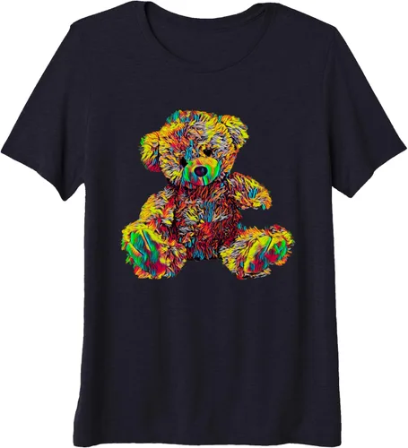 Vista 3 de Lindo oso de peluche de peluche camiseta premium, Negro