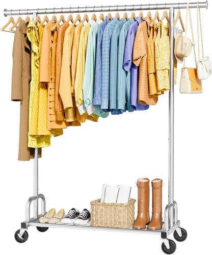 Vista 11 de Sakugi Perchero de Ropa - Percheros de Ropa de Gran Capacidad para Colgar Ropa con Ruedas con Cerradura, Perchero de Metal que Ahorra Espacio