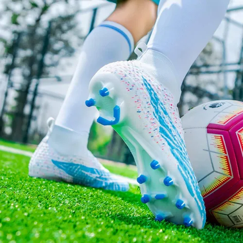 Vista 5 de ailishabroy Botas de fútbol para hombre, FGAG, zapatos de fútbol para interiores y exteriores, con picos firmes para el suelo, entrenamiento