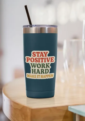 Vista 4 de 3 calcomanías con cita motivacional – Stay Positive Work Hard Make It Happen – Calcomanía de vinilo impermeable para laptop, botella de agua