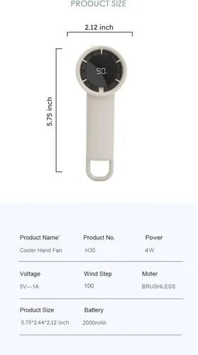 Vista 9 de Mini ventilador de mano turbo portátil, recargable, velocidad ajustable de 1 a 100 USB, ventilador de bolsillo de refrigeración USB, ligero