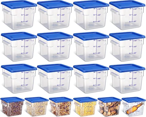Vista 11 de Yungyan 12 Recipientes de Almacenamiento de Alimentos Comerciales de 4 Qt con Tapas Restaurante Recipientes Cuadrados Herméticos para Almacenamiento
