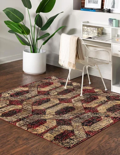 Vista 21 de Unique Loom Saturn Collection - Astra (Runner 2 pies 2 pulgadas x 5 pies 0 pulgadas, beige crema/negro)