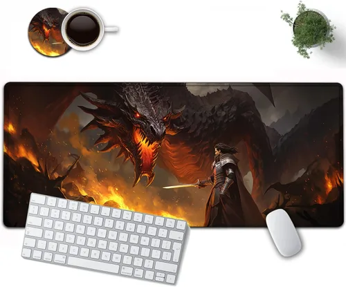 Vista 32 de Alfombrilla de mouse grande de 31.5 x 11.8 pulgadas, extendida para juegos con bordes cosidos, protector de alfombrilla de mouse XXL, base de goma