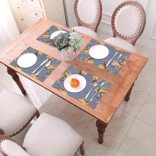 Vista 4 de 6 PCS PVC Placemats Set Place Mats A Group of Tyrannosaurus rex Non-Slip Weave Place Mats 12" x 18" Farmhouse Table Mat Set for Family Dinners