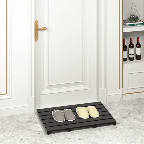 Vista 4 de Tapete de baño para ducha de lujo, antideslizante, de madera de bambú, impermeable, para uso en interiores o exteriores (negro)