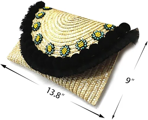 Vista 3 de PULAMA Bolso de hombro cruzado de ganchillo con pompones, borlas, pinapple flecos, bolso de mano de moda