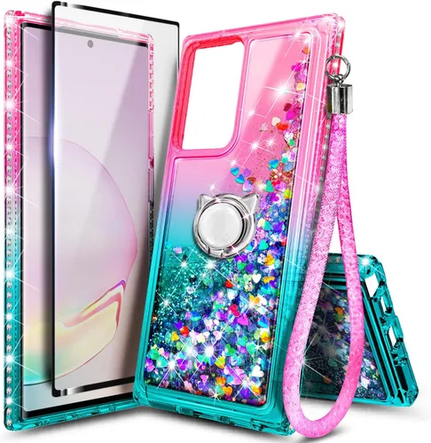 Vista 73 de NGB - Funda para teléfono Samsung Galaxy S9, color aguamarina/morado, bonita funda con purpurina líquida para mujeres y niñas, con protector