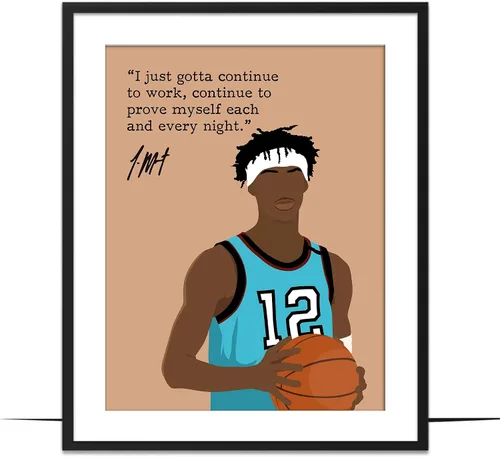 Vista 10 de LOLUIS Arte de pared con cita motivacional, arte dibujado a mano de la superestrella del baloncesto, decoración temática deportiva, dormitorio