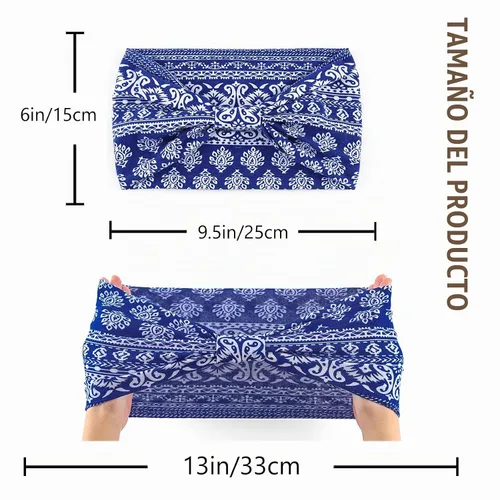 Vista 4 de Bohend - Diademas bohemias anchas y elásticas para mujer, 3 unidades, suaves y antideslizantes, accesorios para el cabello para yoga, entrenamiento