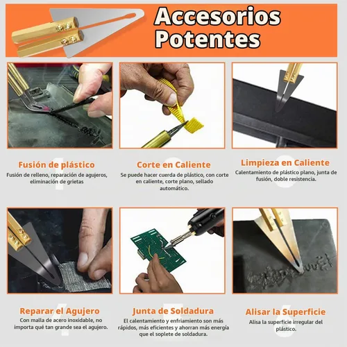Vista 3 de kit de reparación de plástico para parachoques, engrapadora térmica para soldadura de plástico, de 110 V, con 800 grapas