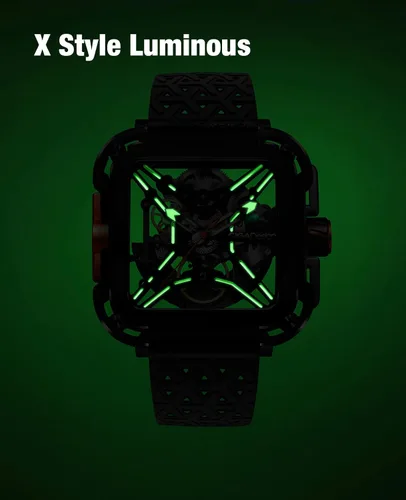 Vista 3 de CIGA Design Mechanical Automatic Watch X Series SUV Inspired Anti-Shock Design Sapphire Crystal Analog Skeleton Watches with Silicone and Nylon