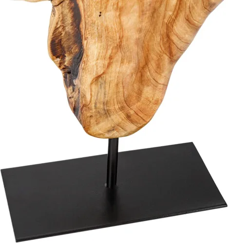 Vista 5 de Escultura irregular de madera de raíz tallada a mano, escultura abstracta de pie para decoración del hogar, estatua de mesa con borde natural