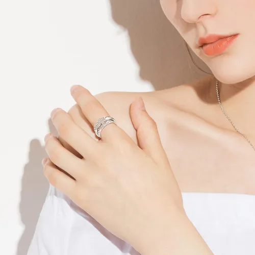Vista 5 de Anillo giratorio de plata de ley 925 con cruz de Sariel, anillo de dedo para mujer, madre e hija