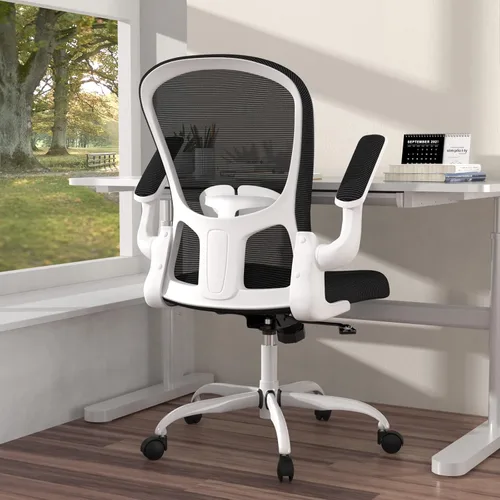 Vista 7 de Silla de oficina ergonómica, cómoda silla giratoria para oficina en casa, silla de escritorio de malla transpirable, silla de computadora de apoyo