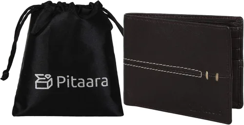 Vista 6 de Pitaara Cartera plegable hecha a mano de cuero genuino para hombres
