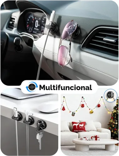 Vista 8 de LISEN - Paquete de 6 soportes giratorios para cables para mesita de noche, clips magnéticos giratorios de 360°, organizador de cable adhesivo fuerte