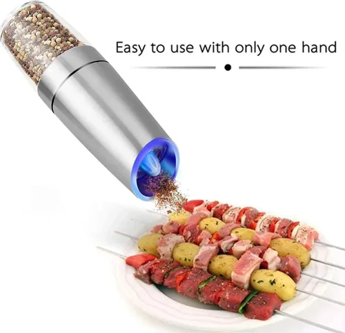 Vista 4 de Molinillo eléctrico automático de pimienta, molinillo de especias de inducción por gravedad, molinillo de pimienta, juego de molinillo de sal