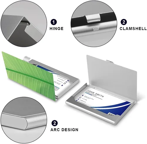 Vista 5 de FGHJ Tarjetero personalizado para tarjetas de visita personalizadas, diseño de tu propio texto, foto, logotipo, ultrafino, portatarjetas de metal