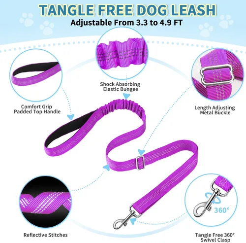 Vista 3 de Lukovee Juego de arnés y correa para perro sin tirones, arnés acolchado suave para perro pequeño, chaleco reflectante ajustable para cuello y pecho