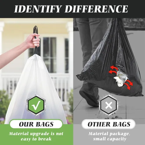 Vista 27 de Bolsas de basura de 7 galones, 100 unidades, bolsas de basura con cordón resistentes de Teivio, bolsas para papeleras de baño, bolsas de plástico