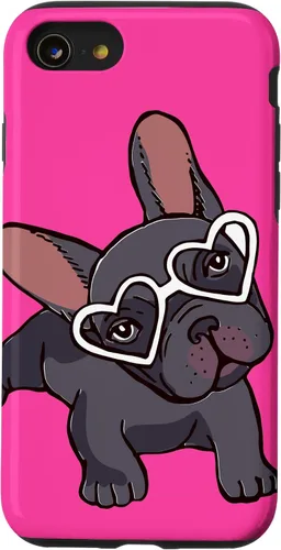 Vista 18 de iPhone 16 Francés Bulldog Francés Perro Cachorro Lindo Perro Perro Gafas Caso Mascota