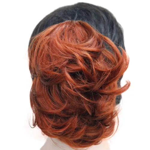 Vista 5 de Wiginway Cola de caballo de pelo para mujer, extensiones de cabello ondulado con clip, color marrón dorado rojizo claro # 12 Marrón dorado rojizo
