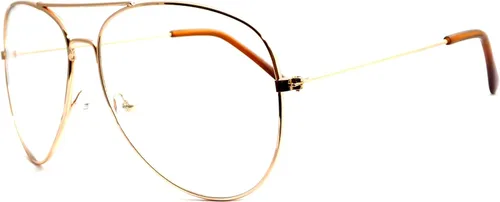Vista 3 de Vintage Aviator Retro Metal Marco Cuadrado Lente Transparente Gafas Oro