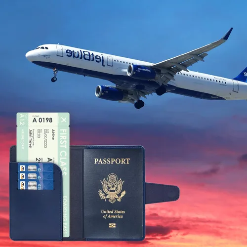 Vista 6 de Teskyer Combo de soporte para pasaporte y tarjetero de vacunación, apto para tarjeta de vacunación de 4 x 3, funda de cuero para pasaporte