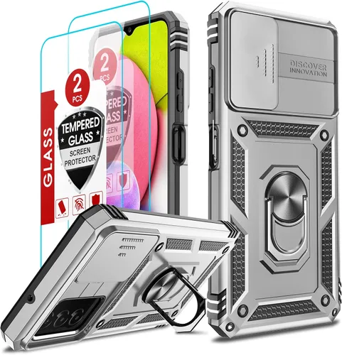 Vista 163 de LeYi Funda para Samsung Galaxy A05 (no compatible con A05S) con protector de pantalla y protector de lente de cámara, funda resistente de grado Negro