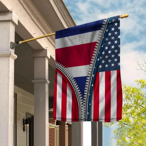 Vista 2 de Bandera con cremallera, bandera de Estados Unidos, bandera de Costa Rica, bandera patriótica de casa, bandera de jardín, banderas de Estados Unidos