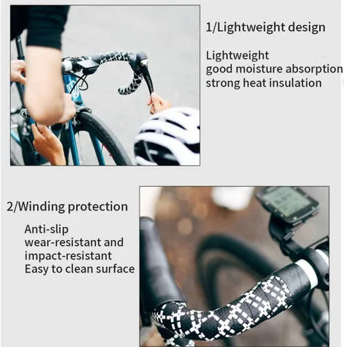 Vista 5 de 2 rollos de cintas de manillar de bicicleta de gel de sílice con tapones de barra para bicicleta de carretera montaña ciclismo Negro Azul