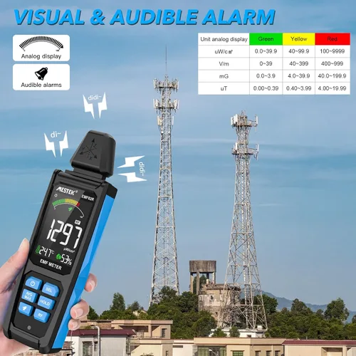 Vista 8 de Medidor EMF, MESTEK 5 en 1 Detector de Radiación EMF Recargable, Detector de Radiación, Medidor de Campo Eléctrico, Medidor de Fuerza de Campo