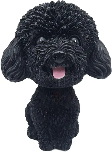 Vista 7 de IBWell Mini perro con cabeza de resina, para decoración de tablero de tablero de tablero de auto Negro B