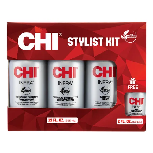 Vista 9 de CHI Kit de estilista para el hogar, champú infrarrojo de 12 onzas, tratamiento de 12 onzas, niebla de queratina de 12 onzas e infusión de seda de 2