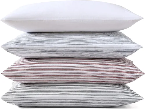 Vista 5 de Nautica - Juego de fundas de almohada estándar, ropa de cama de percal de algodón, decoración casual para el hogar (Beaux Stripe Blue, 2 piezas)