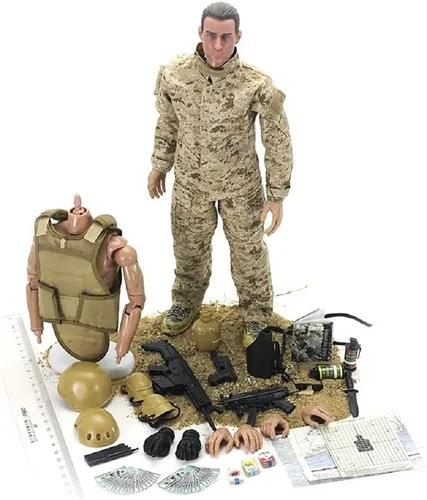 Vista 4 de Pipigirl Figura de acción de fuerzas especiales de 1/6 de 12 pulgadas, modelo de soldado flexible del equipo SWAT, para niños, adultos, sellos
