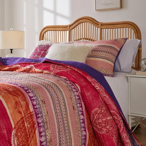 Vista 2 de Greenland Home Fashions Juego de edredón de microfibra cepillada ultrasuave, reversible, 3 piezas, Full/Queen, rosa aurora
