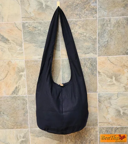Vista 3 de BTP! Monje tailandés Buddha - Bolso bandolera de algodón estilo hippie, color negro, XL1, Negro