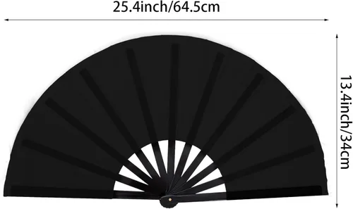Vista 2 de Nydotd Paquete de 2 ventiladores plegables de mano para fanáticos rave, tela de nailon plegable para hombres y mujeres, línea de actuación, danza