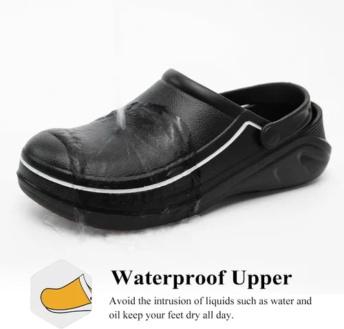 Vista 3 de Haifago Zapatos de chef antideslizantes para hombres y mujeres, zapatos de trabajo antideslizantes y resistentes al agua, zuecos de enfermería