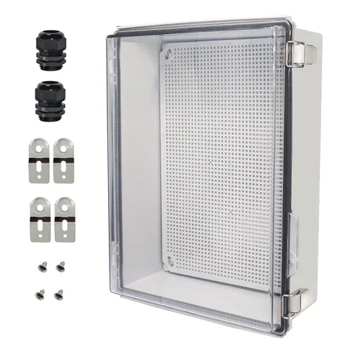 Vista 10 de Zulkit Caja de conexiones IP67 Caja eléctrica impermeable para proyectos con cubierta transparente con bisagras, cierre de acero inoxidable, carcasa